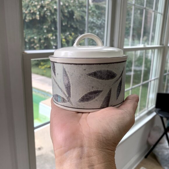 Vtg MIKASA Intaglio Nature's Breeze Gray Bowl with Lid - Picture 8 of 12